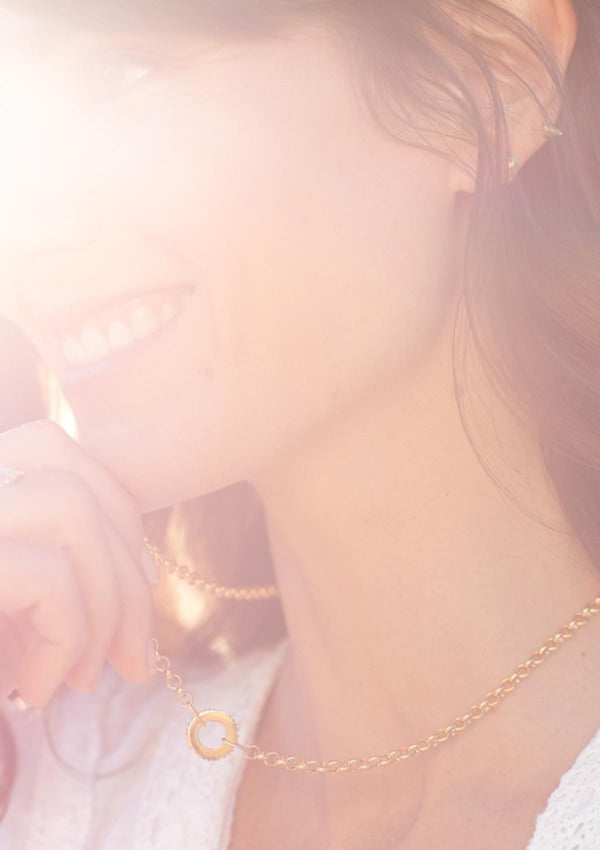 The Halo Necklace in 14K Solid Gold