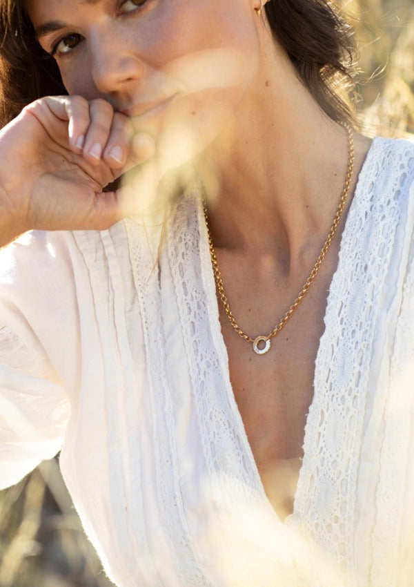 The Halo Necklace in 14K Solid Gold