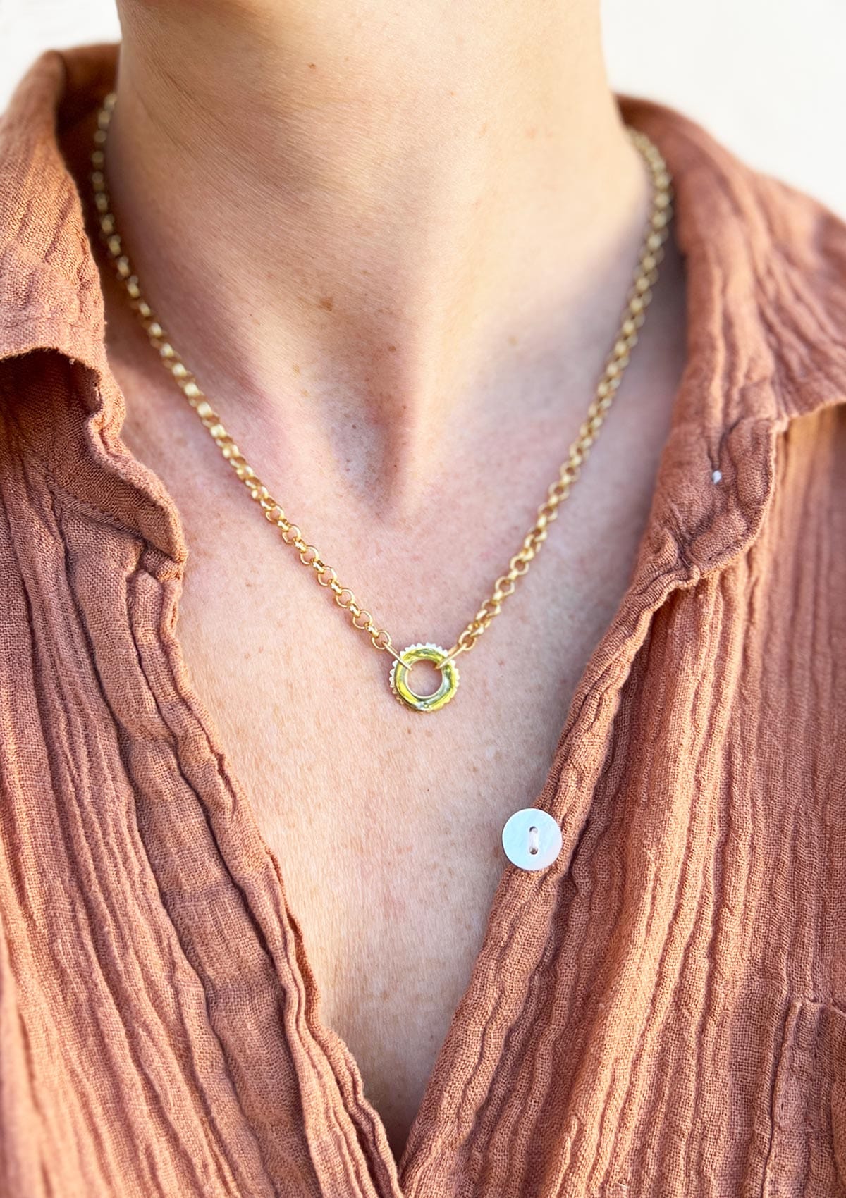 The Halo Necklace in 14K Solid Gold