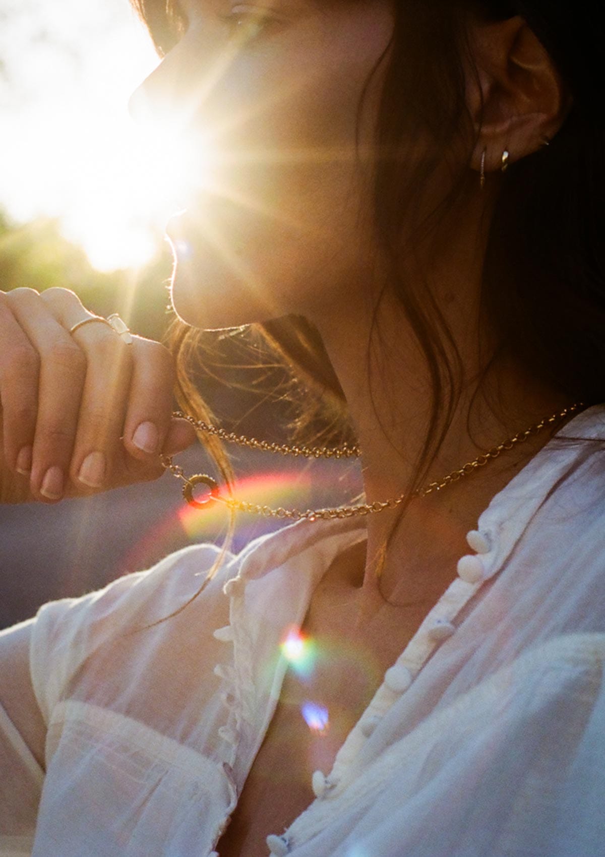 The Halo Necklace in 14K Solid Gold